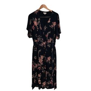 J. Jill Midi Button Front Dress Floral Print Short‎ Sleeve Multicolor